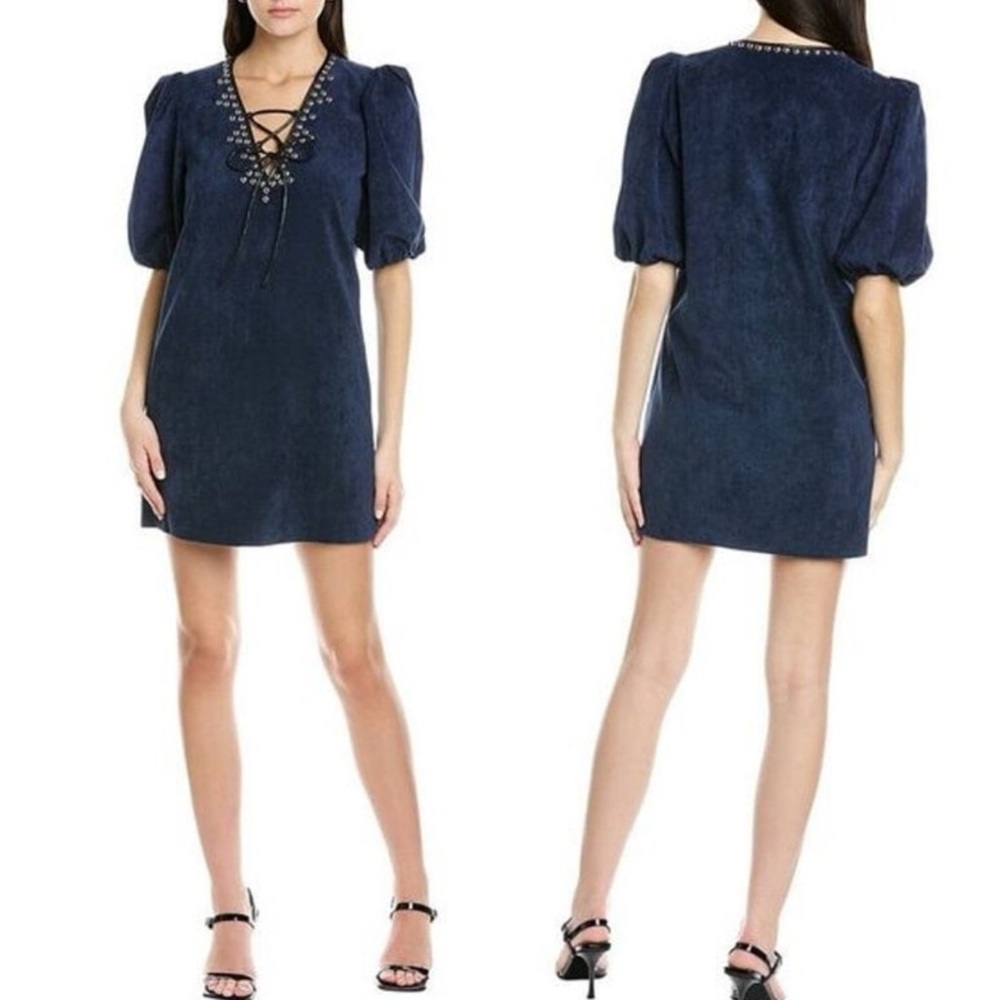 SACHIN & BABI Tripp Dress Corduroy Navy Blue Studded Leather NEW NWT